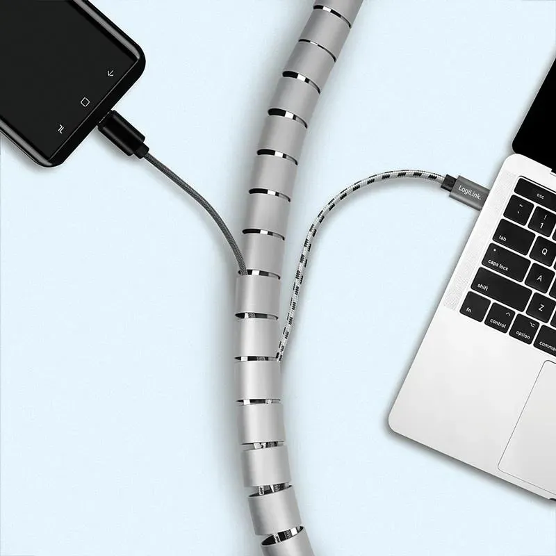 Organizer kabli LogiLink KAB0013 spiralny, 2.5m, srebrny | PartsPC.pl