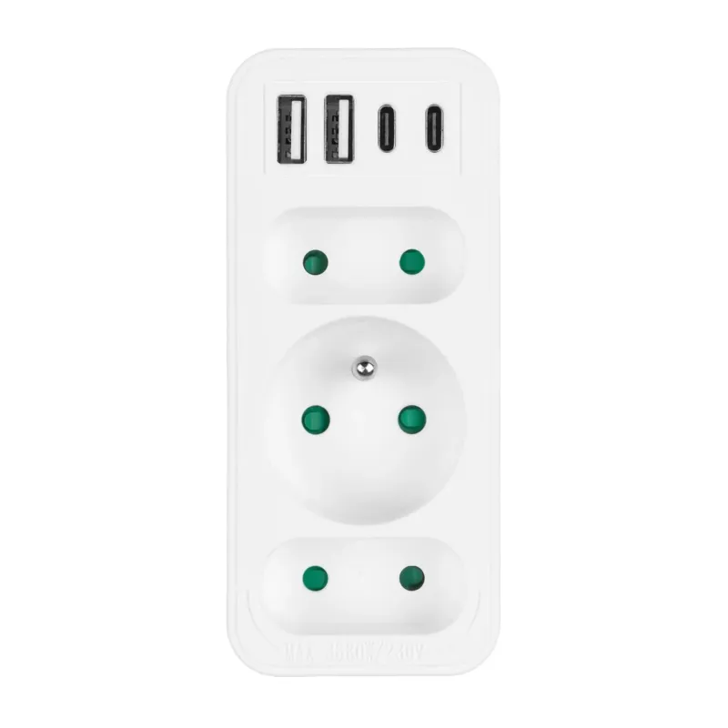 Gniazdko prądowe x3 + 4xUSB Maclean MCE248 F/W, | PartsPC.pl