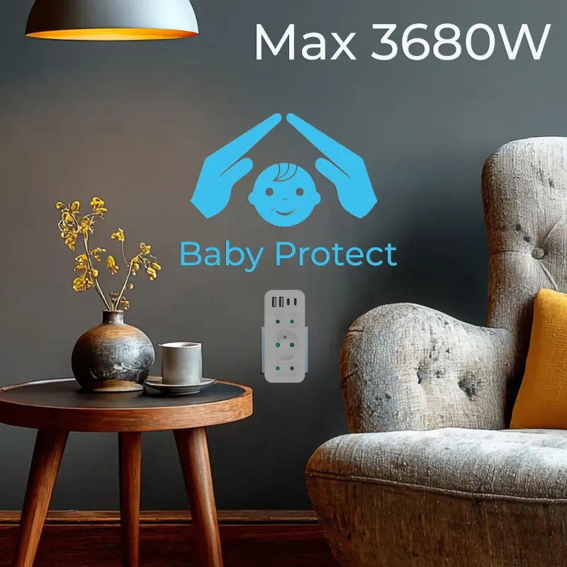 Gniazdko prądowe x3 + 4xUSB Maclean MCE248 F/W, | PartsPC.pl