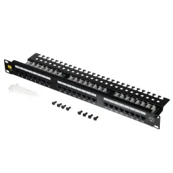 Patch panel 19'' Netrack 24-porty kat. 5e UTP, z półką | PartsPC.pl