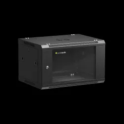 Szafa wisząca 19" Netrack, 6U/600x450mm – czarny, drzwi | PartsPC.pl