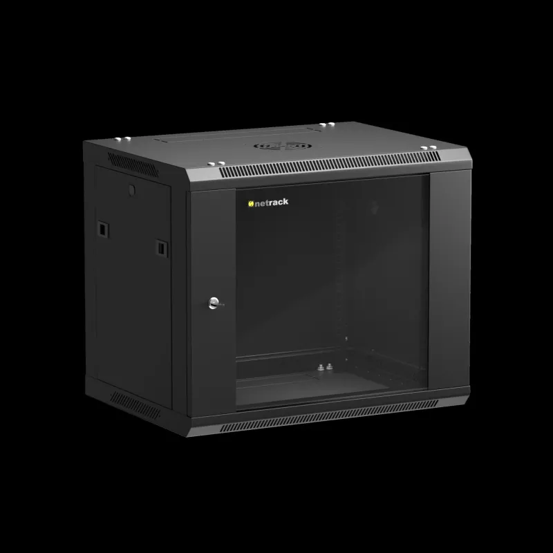 Szafa wisząca 19" Netrack, 9U/600x450mm – czarny, drzwi | PartsPC.pl