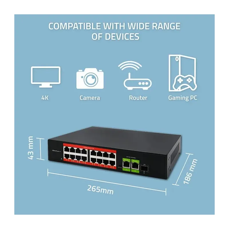 Switch niezarządzalny Qoltec przełącznik sieciowy Fast | PartsPC.pl