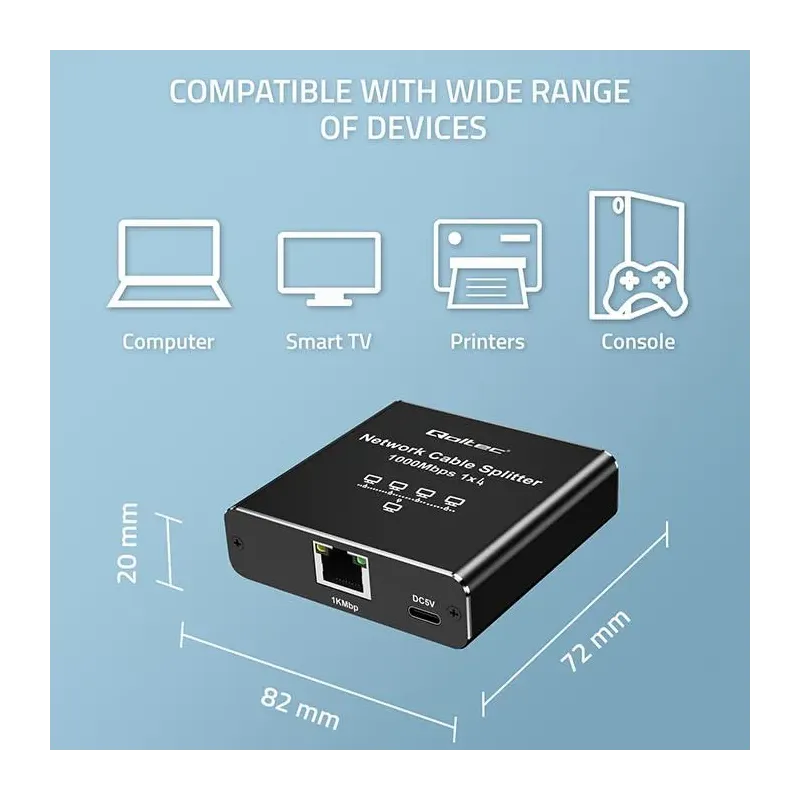 Switch niezarządzalny Qoltec mini rozdzielacz splitter | PartsPC.pl