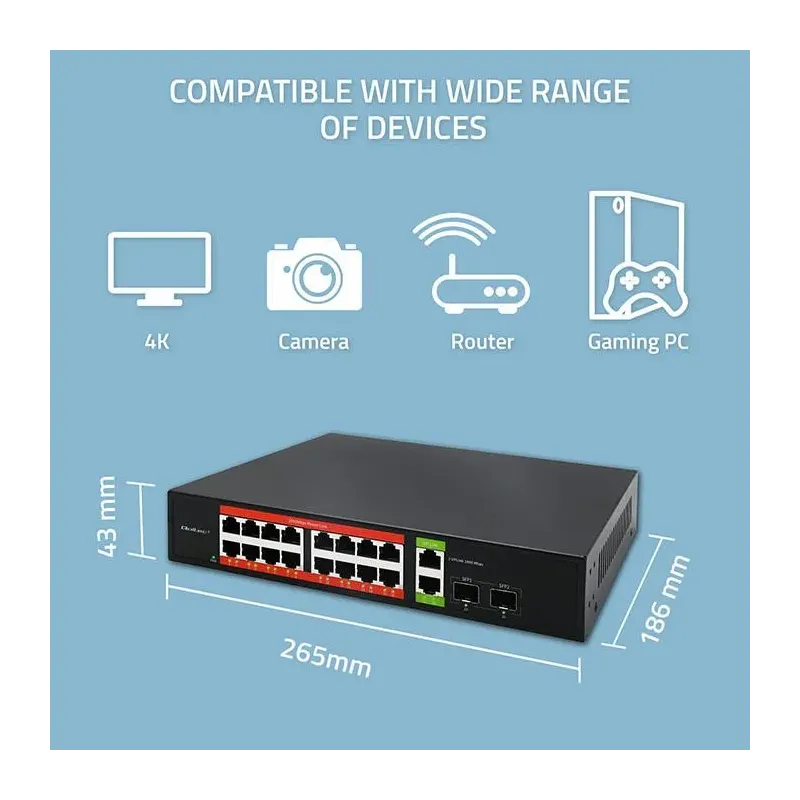 Switch niezarządzalny Qoltec przełącznik sieciowy | PartsPC.pl