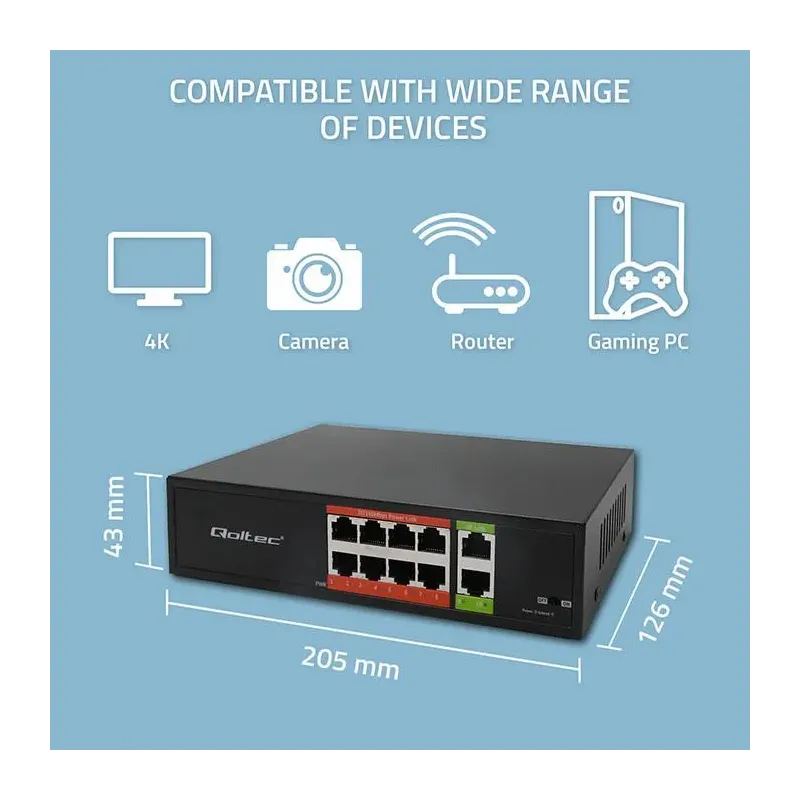 Switch niezarządzalny Qoltec przełącznik sieciowy Fast | PartsPC.pl