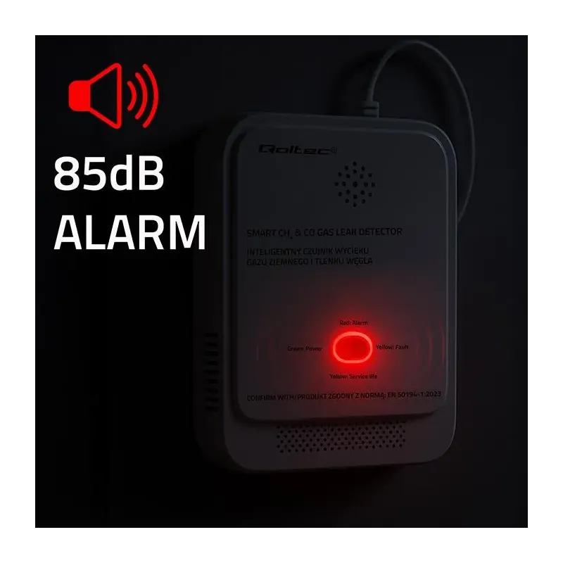 Czujnik wycieku gazu ziemnego i tlenku węgla Qoltec | | PartsPC.pl