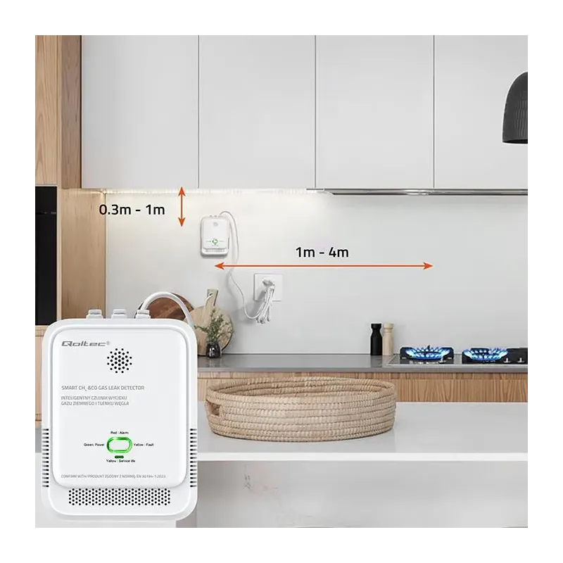 Czujnik wycieku gazu ziemnego i tlenku węgla Qoltec | | PartsPC.pl