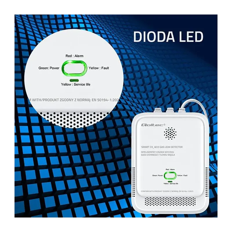 Czujnik wycieku gazu ziemnego i tlenku węgla Qoltec | | PartsPC.pl