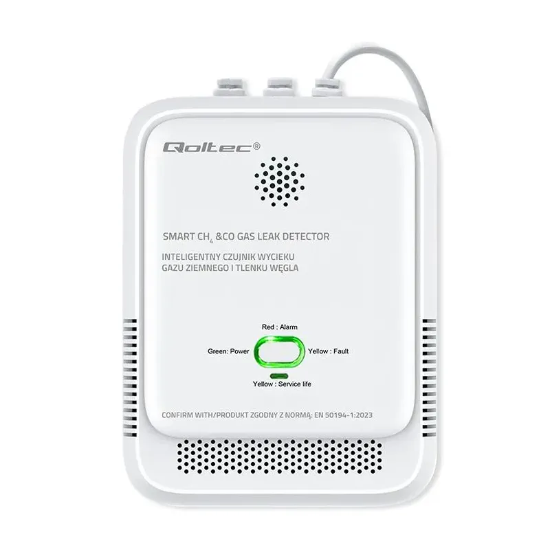 Czujnik wycieku gazu ziemnego i tlenku węgla Qoltec | | PartsPC.pl