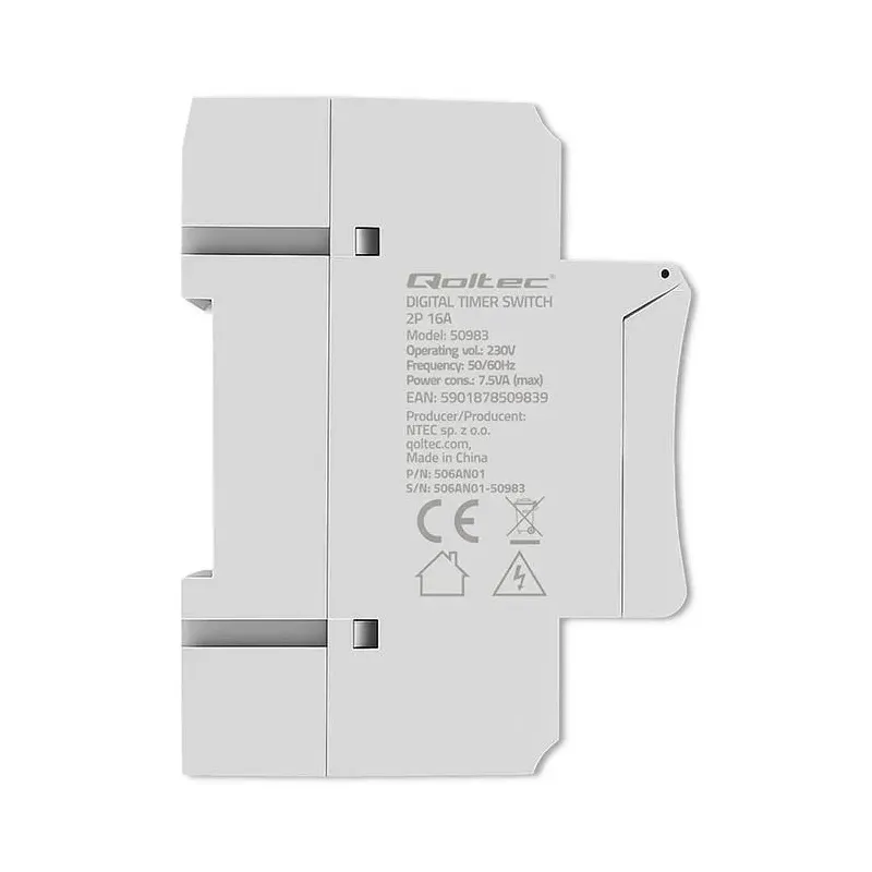 Programator czasowy Qoltec Elektroniczny na szynę DIN z | PartsPC.pl