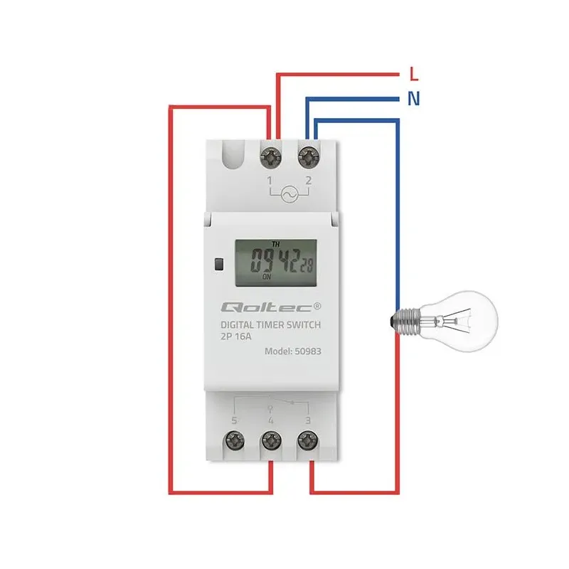 Programator czasowy Qoltec Elektroniczny na szynę DIN z | PartsPC.pl