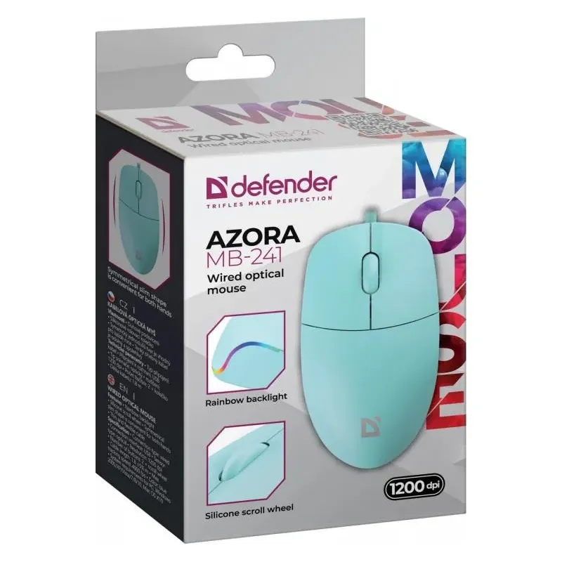 Mysz przewodowa Defender AZORA MB-241 OPTICAL 1200dpi 3P | PartsPC.pl