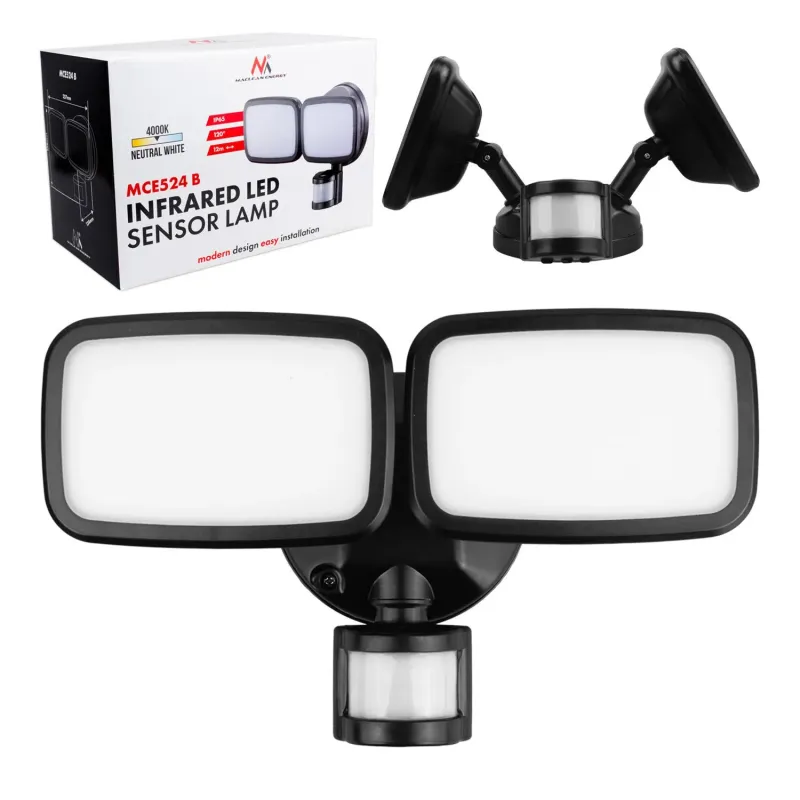 Lampa LED Maclean MCE524 B, z czujnikiem PIR, 20W, | PartsPC.pl