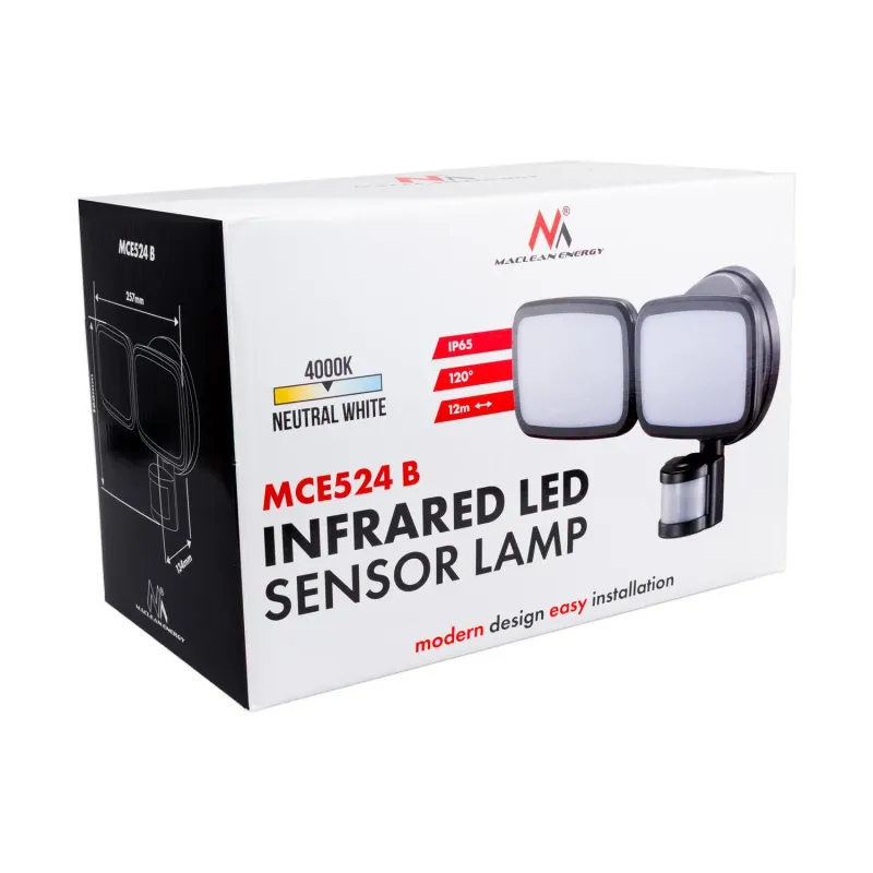 Lampa LED Maclean MCE524 B, z czujnikiem PIR, 20W, | PartsPC.pl