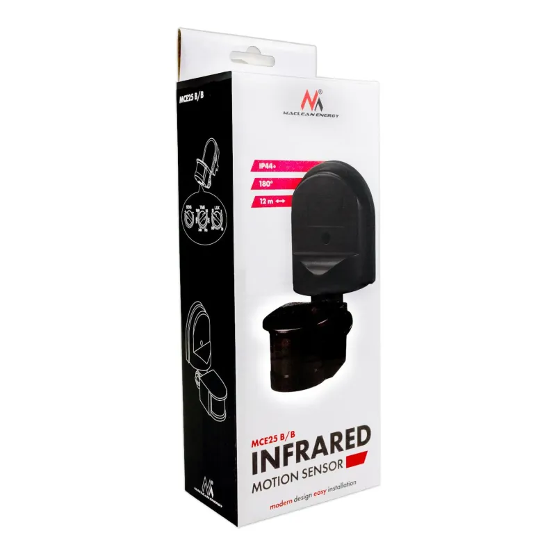 Czujnik ruchu zmierzchu ścienny Maclean MCE25 B/B czarny | PartsPC.pl