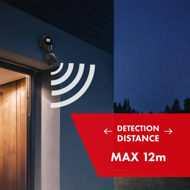 Czujnik ruchu zmierzchu ścienny Maclean MCE25 B/B czarny | PartsPC.pl