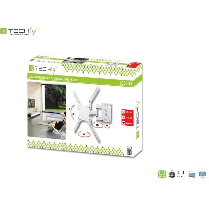 Uchwyt ścienny Techly 23"-55", 45kg obrotowy | PartsPC.pl