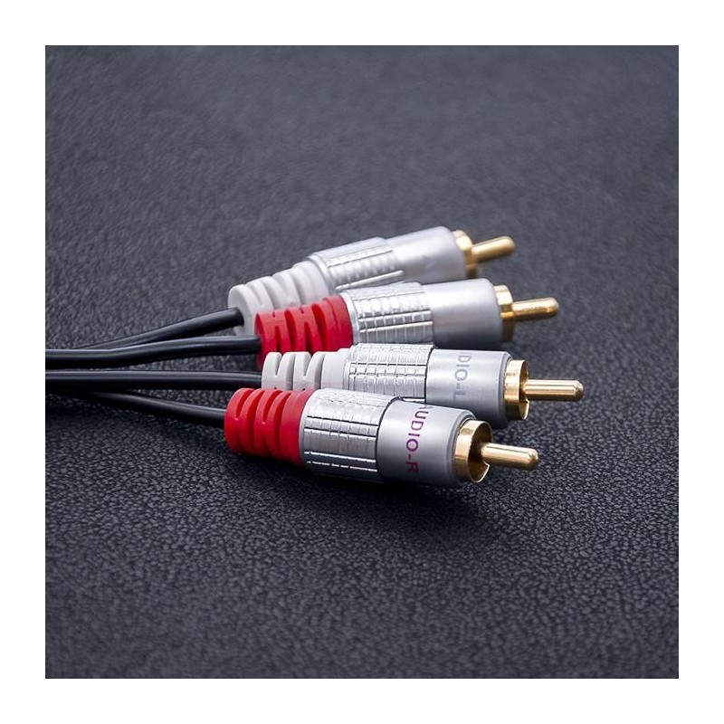 Kabel Qoltec 2xRCA męski / 2xRCA męski | 2m | Czarny | PartsPC.pl