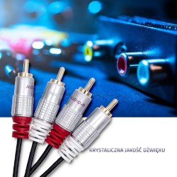 Kabel Qoltec 2xRCA męski / 2xRCA męski | 2m | Czarny | PartsPC.pl
