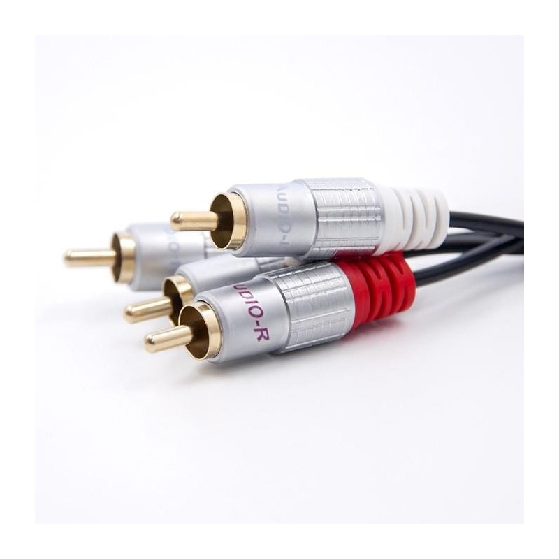 Kabel Qoltec 2xRCA męski / 2xRCA męski | 2m | Czarny | PartsPC.pl