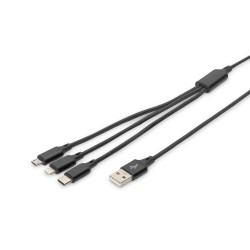 Kabel USB 2.0 DIGITUS 3w1 Typ USB C + Lightning + micr... | PartsPC.pl
