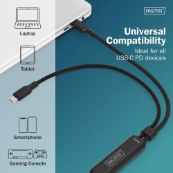 Kabel zasilający DIGITUS 2 w 1 USB-C - 2x USB-C, USB 2... | PartsPC.pl
