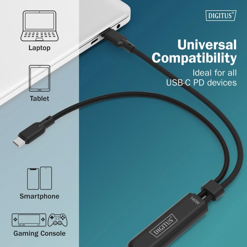 Kabel zasilający DIGITUS 2 w 1 USB-C - 2x USB-C, USB 2... | PartsPC.pl