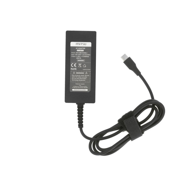 Zasilacz sieciowy Mitsu 45W USB-C, USBC, 5-20V, 2-3A (... | PartsPC.pl