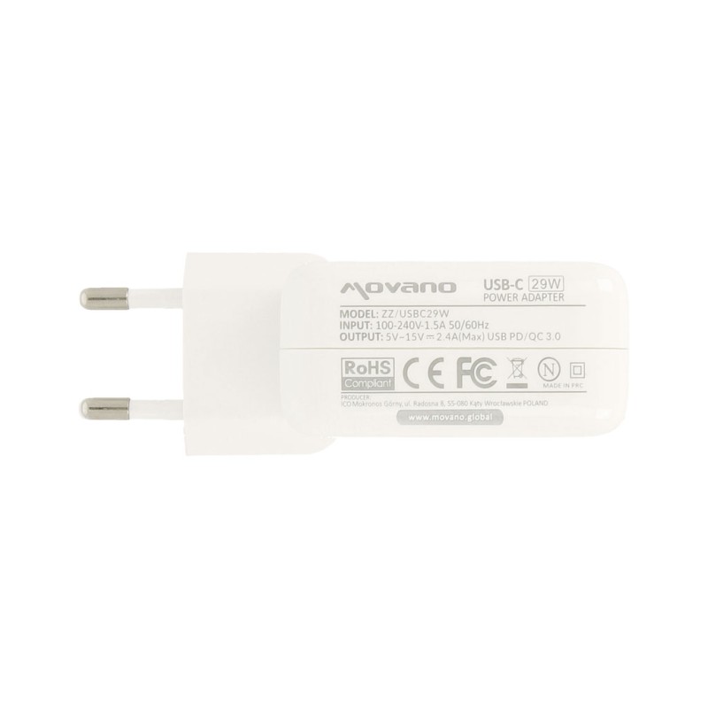 Zasilacz Movano 29W USB type C USB-C (white) | PartsPC.pl