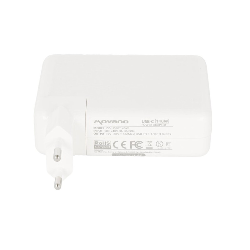 Zasilacz Movano 140W USB type C USB-C (white) | PartsPC.pl