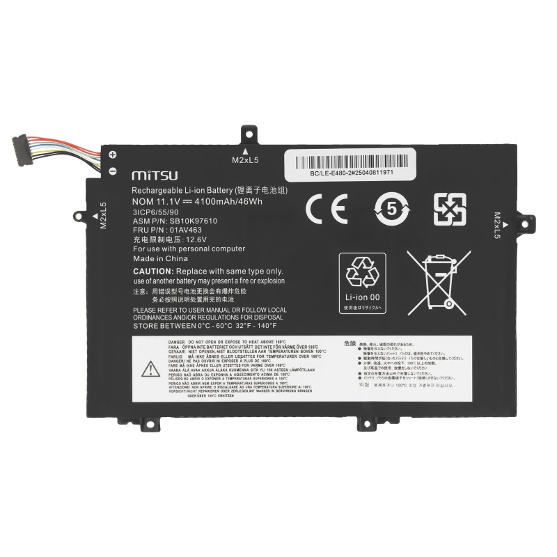 Bateria Mitsu do Lenovo ThinkPad L14, L15, L480, L580 | PartsPC.pl