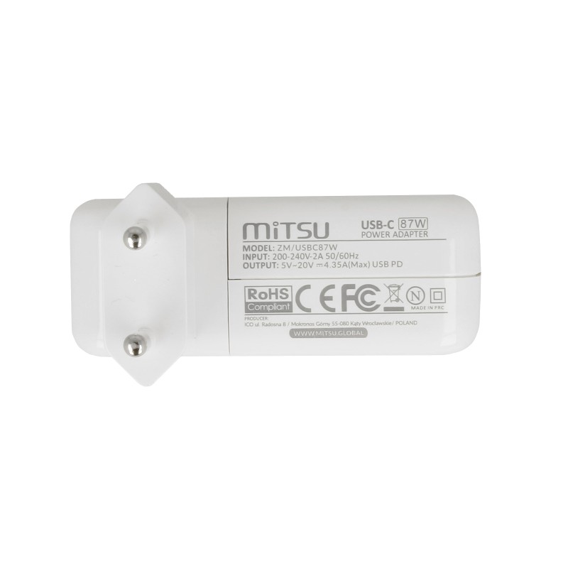 Zasilacz Mitsu 87W USB type C USB-C (white) | PartsPC.pl