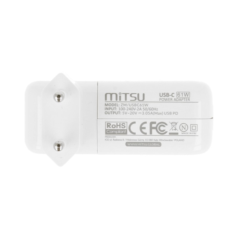 Zasilacz Mitsu 61W USB type C USB-C (white) | PartsPC.pl