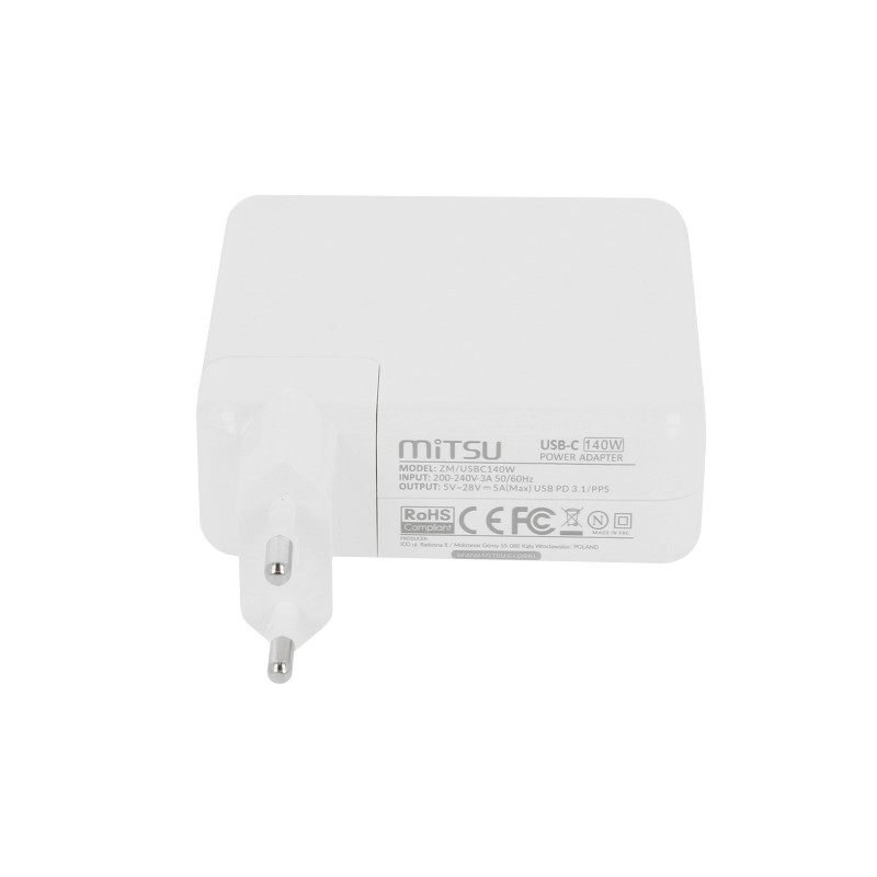 Zasilacz Mitsu 140W USB type C USB-C (white) | PartsPC.pl