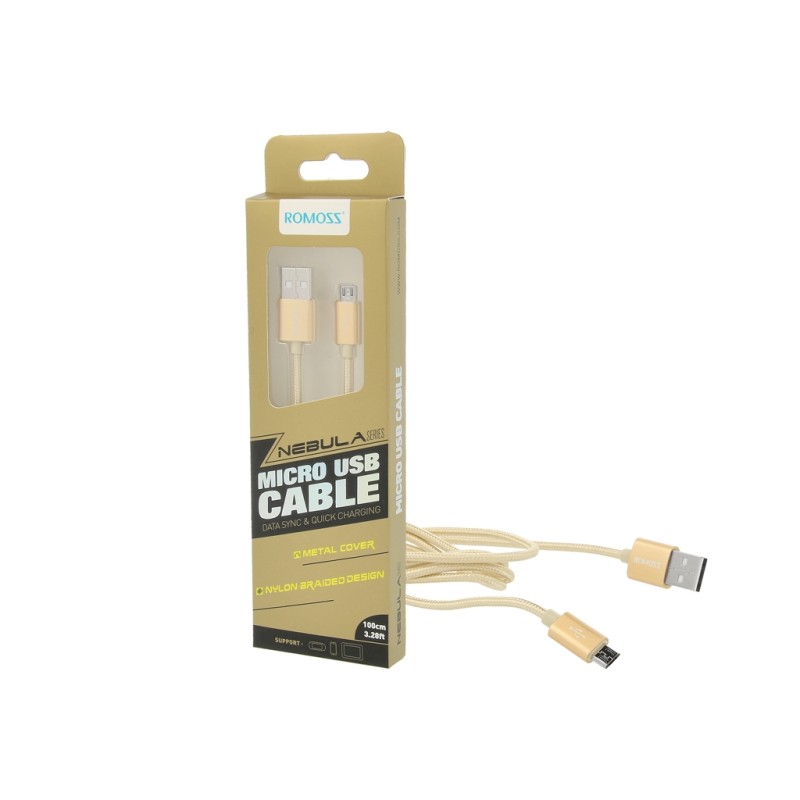 Kabel ROMOSS micro USB (ładowanie, komunikacja) - gold /... | PartsPC.pl
