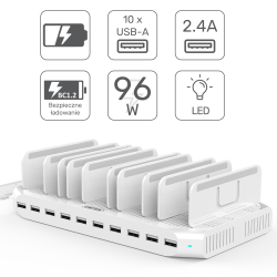 Unitek Y-2172 stacja ładująca 10 x USB 2,4A 96W | PartsPC.pl
