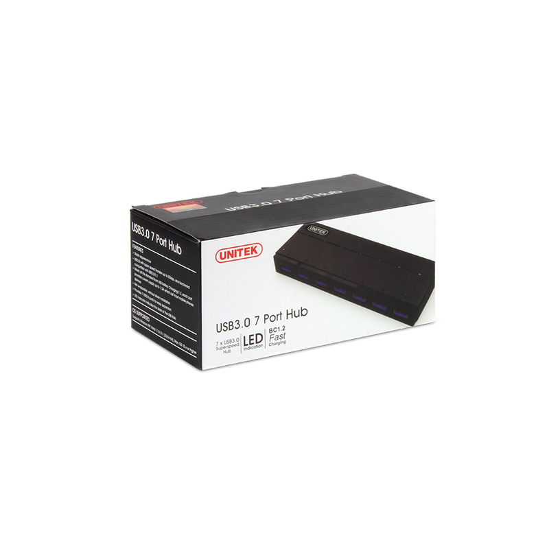 Unitek Y-3184 hub 7x USB 3.0 z zasilaczem i BC 1.2 | PartsPC.pl