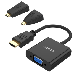 Unitek Y-6355 adapter Micro/Mini HDMI do VGA+audio | PartsPC.pl