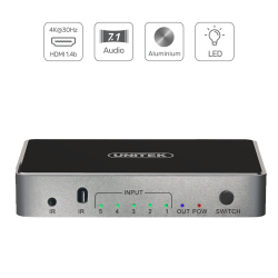 Unitek Przełącznik sygnału HDMI 1.4b 5 IN-1 OUT 4K | PartsPC.pl