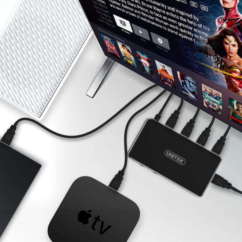 Unitek Przełącznik sygnału HDMI 1.4b 5 IN-1 OUT 4K | PartsPC.pl