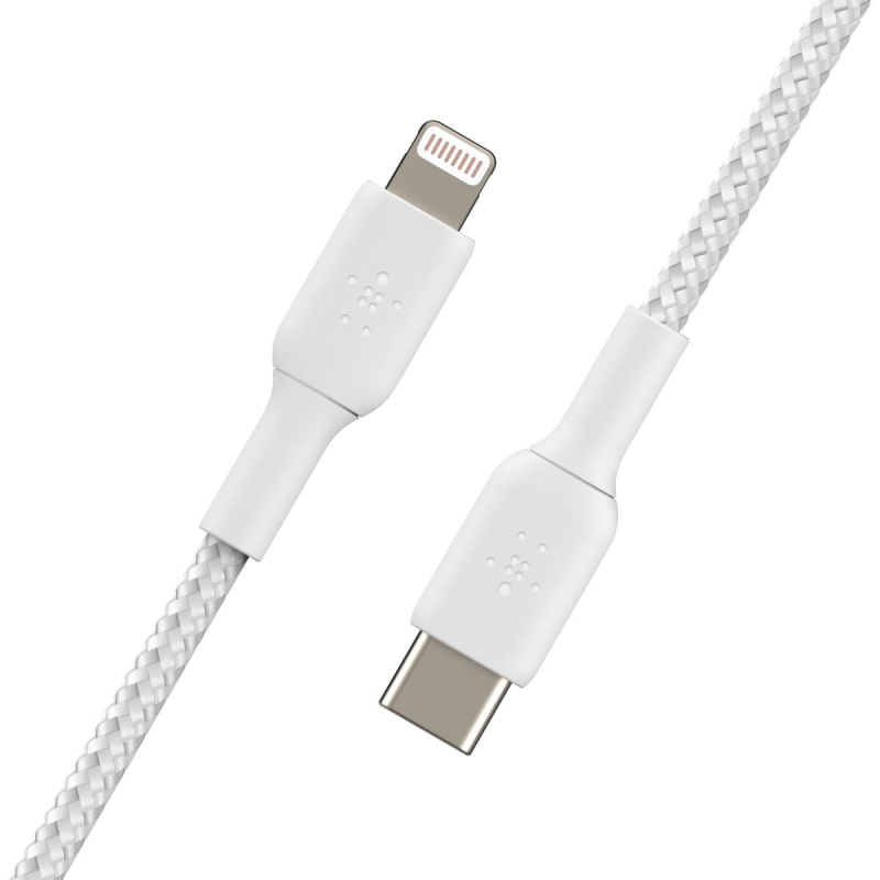 Belkin Kabel USB-C na Lightning, w oplocie, 1 m, biały | PartsPC.pl