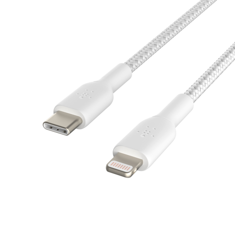 Belkin Kabel USB-C na Lightning, w oplocie, 2m, biały | PartsPC.pl
