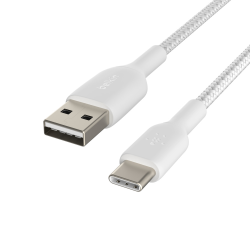 Belkin Kabel USB-A na USB-C, w oplocie, 1m, biały | PartsPC.pl