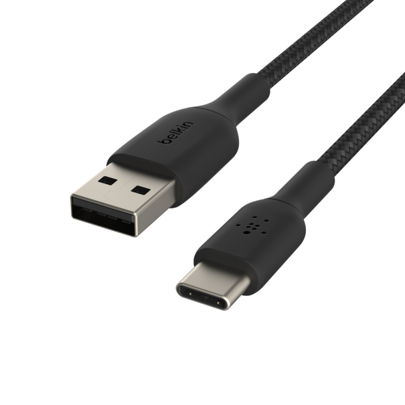 Belkin Kabel USB-A na USB-C, w oplocie, 2m, czarny | PartsPC.pl