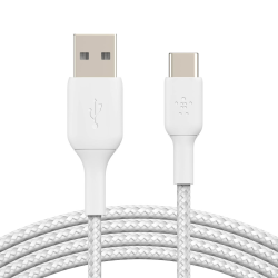 Belkin Kabel USB-A na USB-C, w oplocie, 3m, biały | PartsPC.pl
