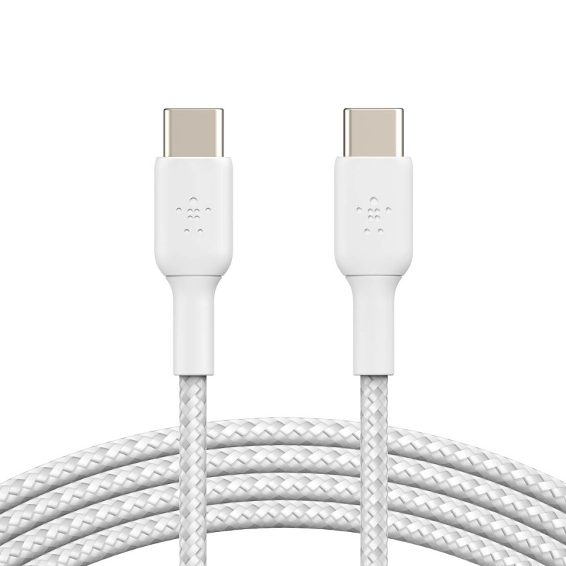 Belkin Kabel w oplocie USB-C na USB-C 60W, 1 m, biały | PartsPC.pl