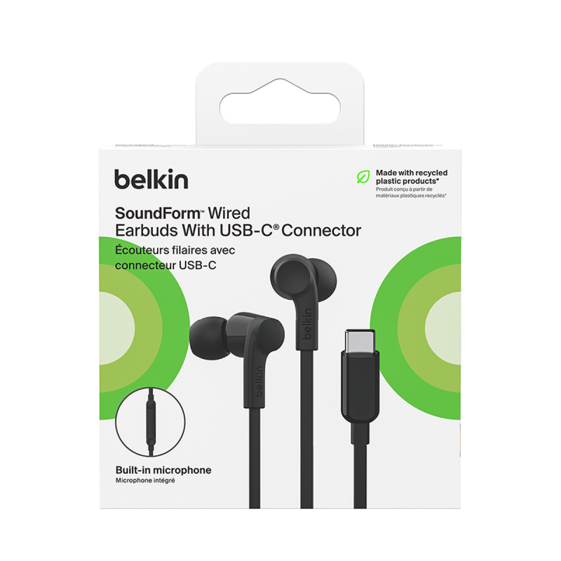 Belkin Słuchawki przewodowe douszne USB-C czarne | PartsPC.pl