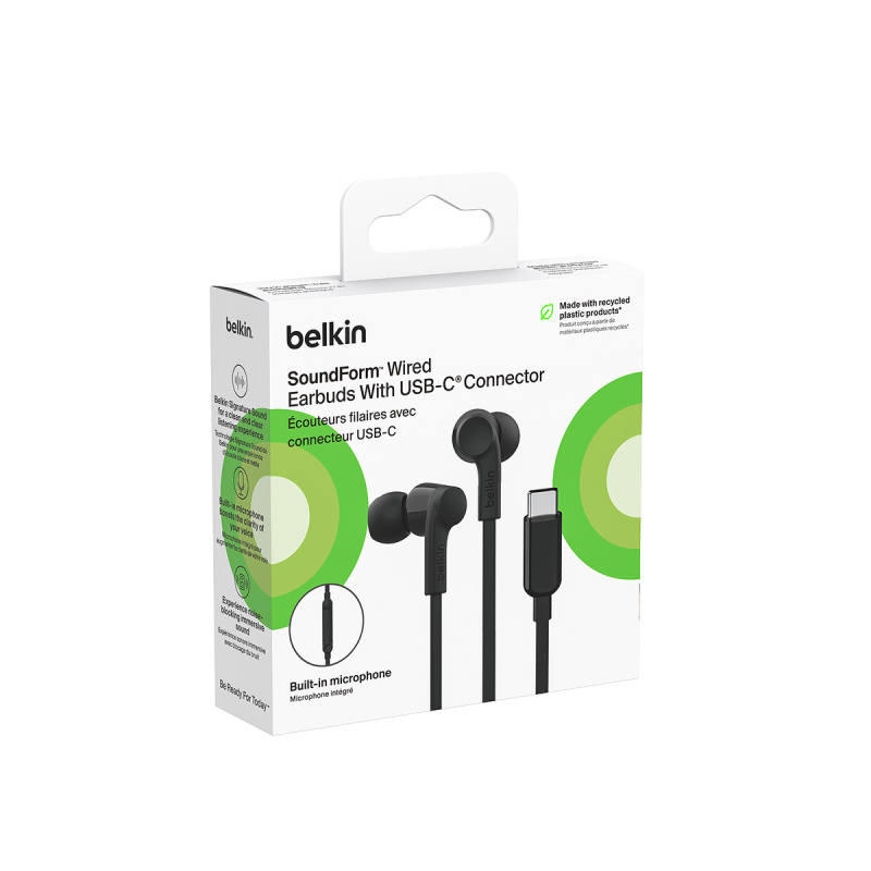 Belkin Słuchawki przewodowe douszne USB-C czarne | PartsPC.pl