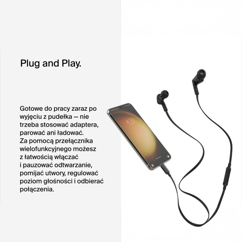 Belkin Słuchawki przewodowe douszne USB-C czarne | PartsPC.pl